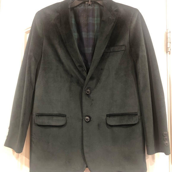 Big boys classic club hunter green velvet sports  coat size 14/16 - Picture 5 of 9